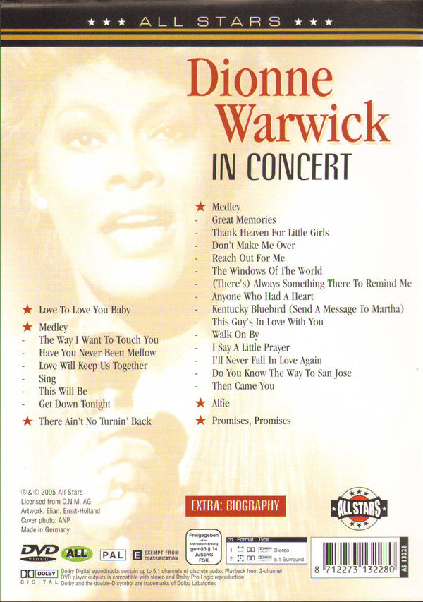 Dionne Warwick : In Concert: Walk On By (DVD-V, PAL)
