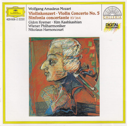 Wolfgang Amadeus Mozart, Gidon Kremer, Kim Kashkashian, Wiener Philharmoniker, Nikolaus Harnoncourt : Violinkonzert No. 5 - Sinfonia Concertante KV 364 (CD, Album)