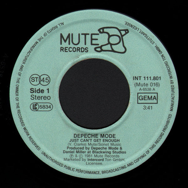 Depeche Mode : Just Can't Get Enough (7", Single)