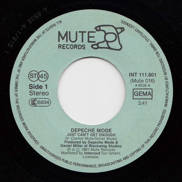 Depeche Mode : Just Can't Get Enough (7", Single)