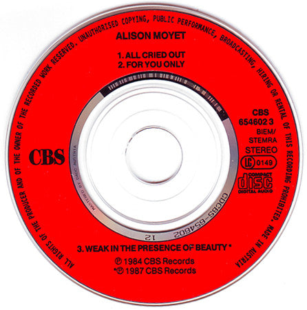 Alison Moyet : All Cried Out / For You Only / Weak In The Presence Of Beauty (CD, Mini, EP, Comp)