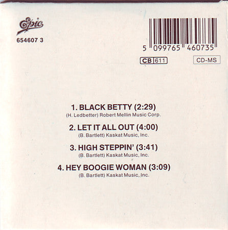 Ram Jam : Black Betty / Let It All Out / High Steppin' / Hey Boogie Woman (CD, Mini, Maxi)