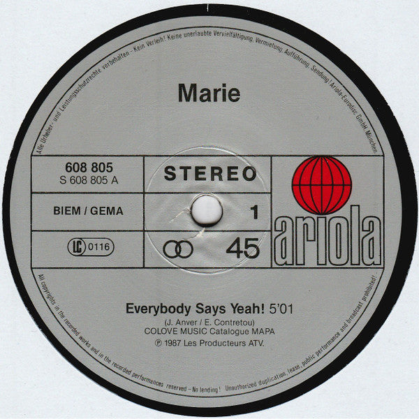 Marie (13) : Everybody Says Yeah! (12", Maxi)