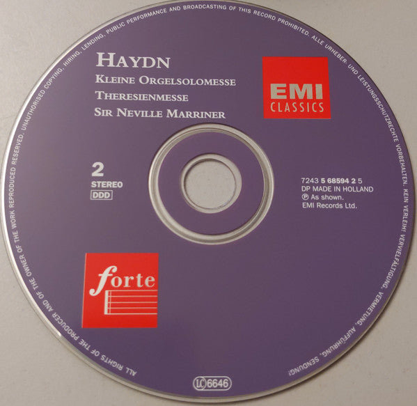 Joseph Haydn / Sir Neville Marriner : Masses: Heiligmesse • Nelsonmesse • Kleine Orgelsolomesse • Theresienmesse (2xCD, Album, Comp, RE)