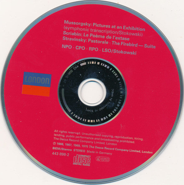 Modest Mussorgsky, Igor Stravinsky, Alexander Scriabin, Leopold Stokowski : Pictures At An Exhibition / The Firebird - Suite / Le Poème De L'Extase (CD, Comp)