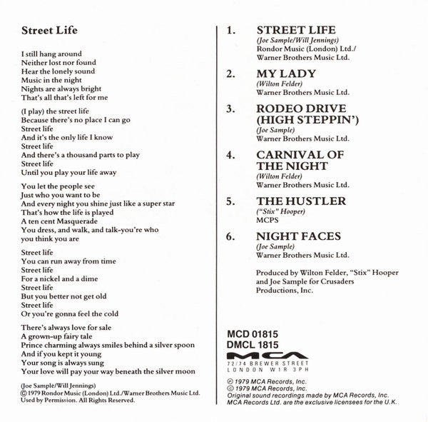 The Crusaders : Street Life (CD, Album, RE)