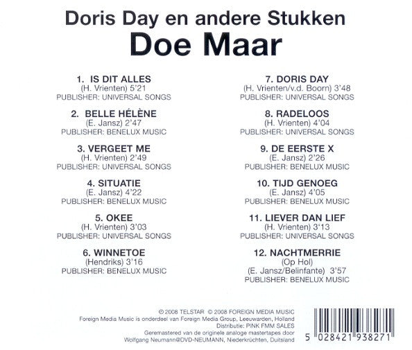 Doe Maar : Doris Day En Andere Stukken (CD, Album, RM)