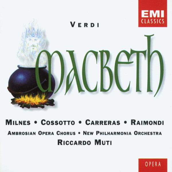 Giuseppe Verdi : Sherrill Milnes, Fiorenza Cossotto, José Carreras, Ruggero Raimondi, New Philharmonia Orchestra, Riccardo Muti : Macbeth  (2xCD, Album, RM)