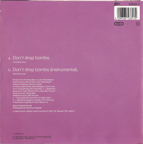 Liza Minnelli : Don't Drop Bombs (7", Single)