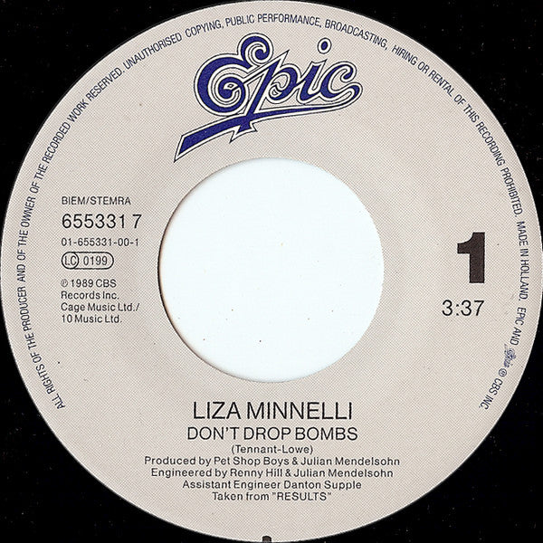Liza Minnelli : Don't Drop Bombs (7", Single)