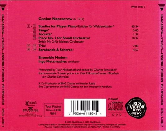 Conlon Nancarrow - Ensemble Modern, Ingo Metzmacher : Studies (CD, Album)
