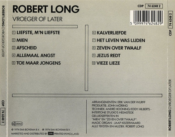 Robert Long : Vroeger Of Later (CD, Album, RE)