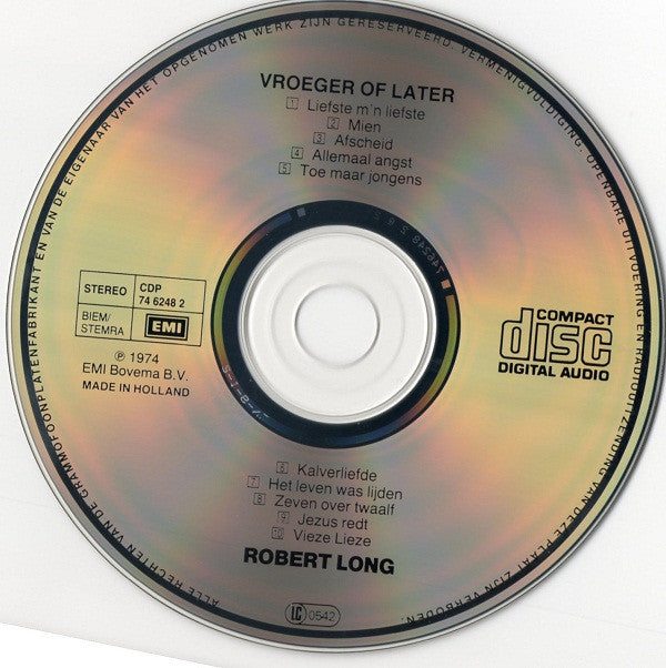 Robert Long : Vroeger Of Later (CD, Album, RE)