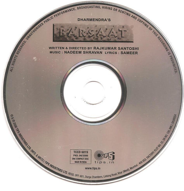 Nadeem Shravan, Sameer : Barsaat (CD, RE)