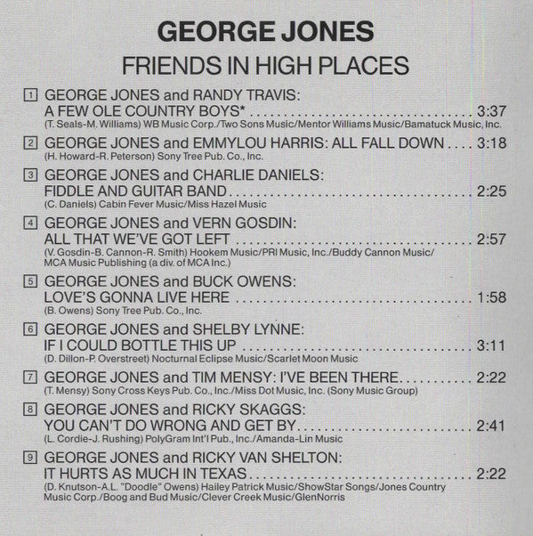 George Jones (2) : Friends In High Places (CD, Album)