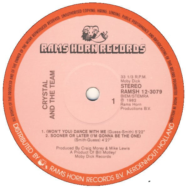 Crystal And The Team : (Won't You) Dance With Me (12")