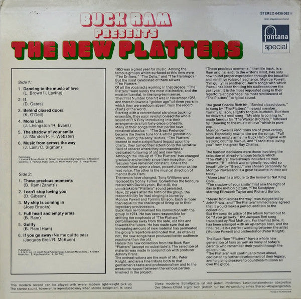 Buck Ram Presents The Platters : Buck Ram Presents The New Platters (LP, Album)