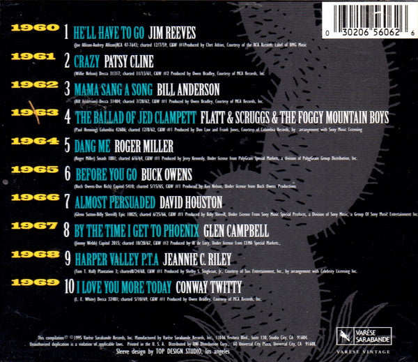 Various : Through The Years: Country Hits of The '60s Volume 1 (CD, Comp)