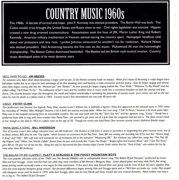 Various : Through The Years: Country Hits of The '60s Volume 1 (CD, Comp)