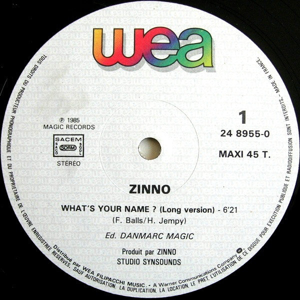 Zinno : What's Your Name? (12", Maxi)