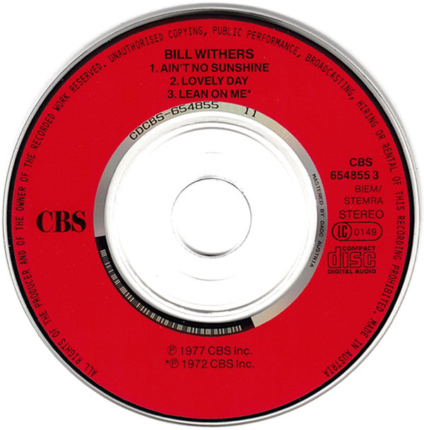 Bill Withers : Ain't No Sunshine / Lovely Day / Lean On Me (CD, Mini, Maxi)