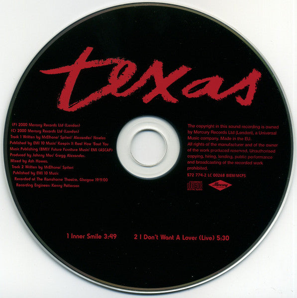 Texas : Inner Smile (CD, Single, Car)