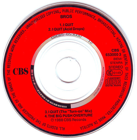 Bros : I Quit (CD, Mini, Single)