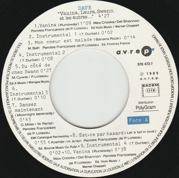 Dave (13) : Vanina, Laura, Swann Et Les Autres... (7", Single)