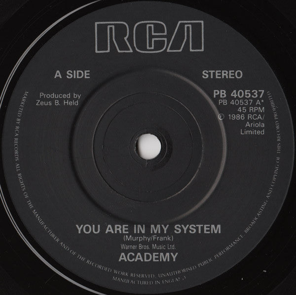 Academy : You Are In My System (7", Single)
