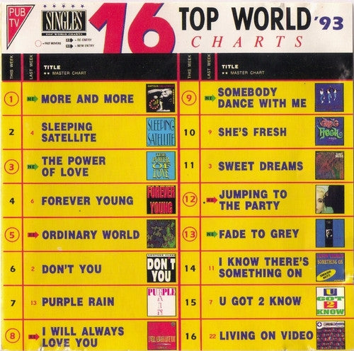 Various : 16 Top World Charts '93 (CD, Comp)