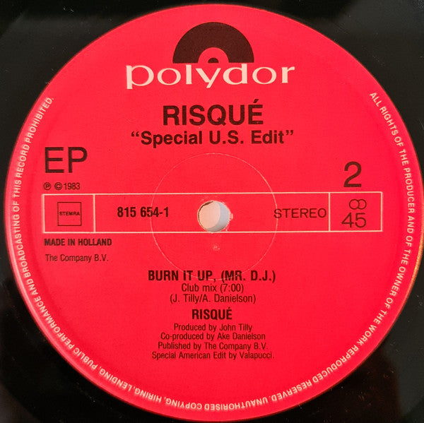 Risqué (2) : Burn It Up, (Mr. D.J.) (Special US Edit) (12", EP)