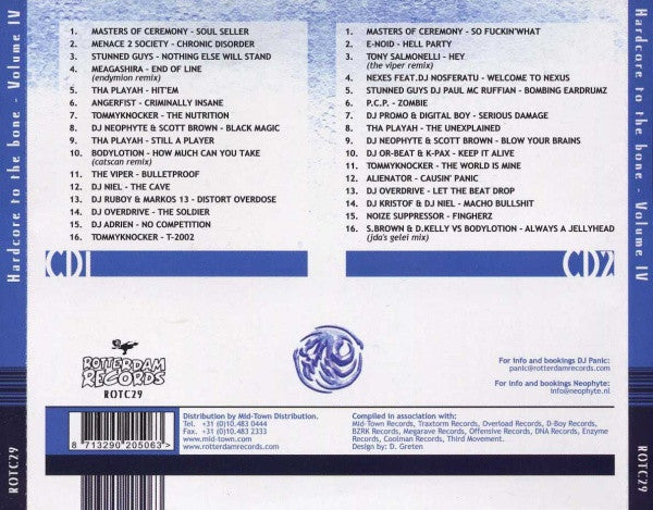 DJ Panic & DJ Neophyte : Hardcore To The Bone Volume IV (2xCD, Comp, Mixed)