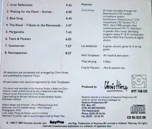 Chris Hinze : Inner Reflections (Meditations On Music) (CD, Album)
