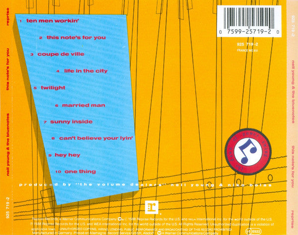 Neil Young & The Bluenotes (5) : This Note's For You (CD, Album)