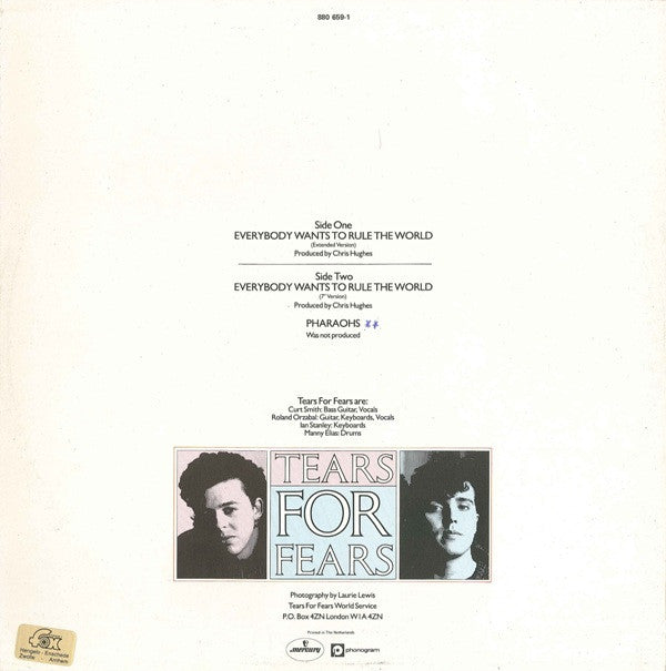 Tears For Fears : Everybody Wants To Rule The World (Extended Version) (12", EP)