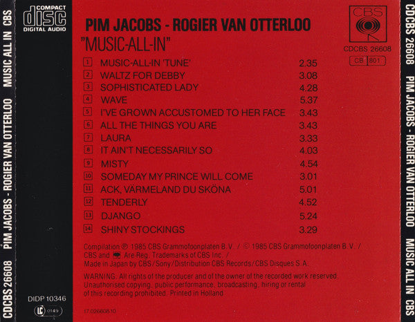 Pim Jacobs - Rogier Van Otterloo : Music-All-In (CD, Comp)