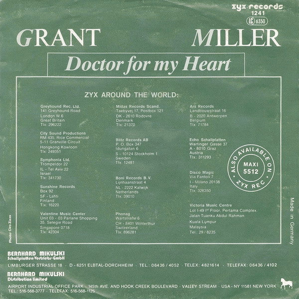 Grant Miller : Doctor For My Heart (7", Single)