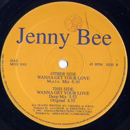 Jenny B. : Wanna Get Your Love (Remix '93) (12")
