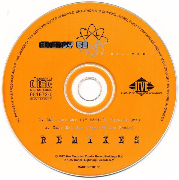 Energy 52 : Café Del Mar (Remixes) (CD, Single)