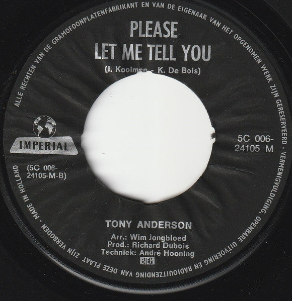 Tony Anderson (15) : Don't Speak Of Love / Please Let Me Tell You (7", Single)