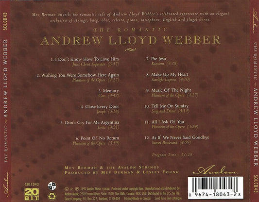 Mev Berman & The Avalon Strings : The Romantic Andrew Lloyd Webber (CD, Album)
