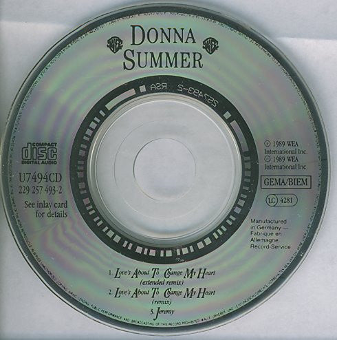 Donna Summer : Love's About To Change My Heart (CD, Mini, Single)