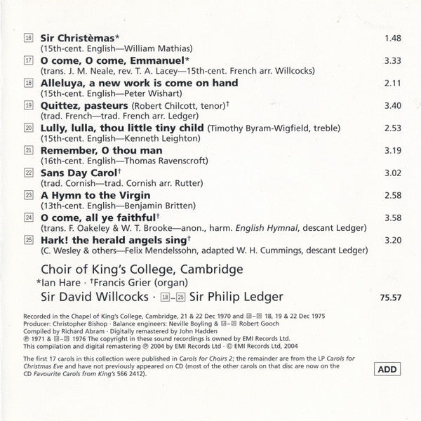 The King's College Choir Of Cambridge, David Willcocks, Philip Ledger : Once In Royal David's City (CD, Comp, RM)
