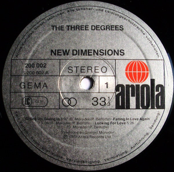 The Three Degrees : New Dimensions (LP, Album, Gat)