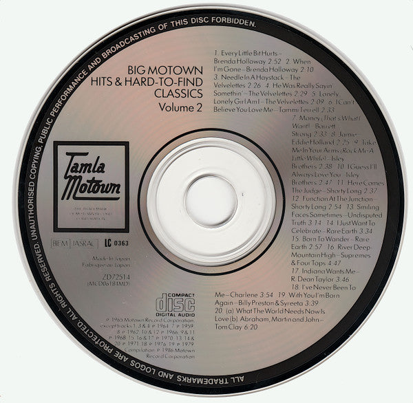 Various : Big Motown Hits And Hard-To Find Classics - Volume 2 (CD, Comp)