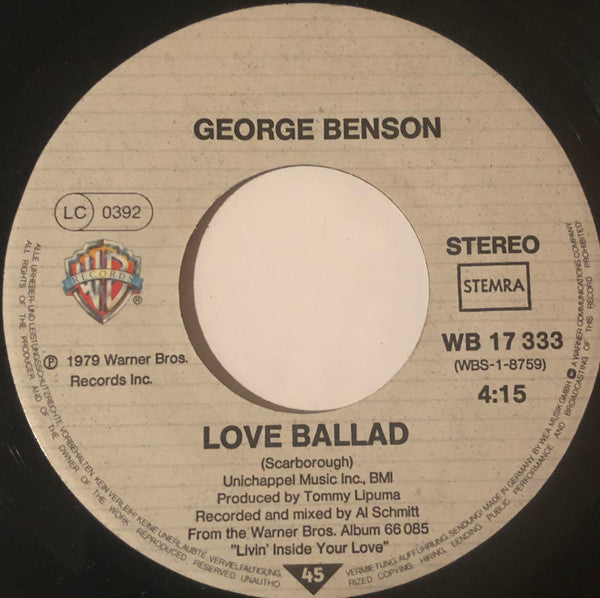 George Benson : Love Ballad (7", Single)