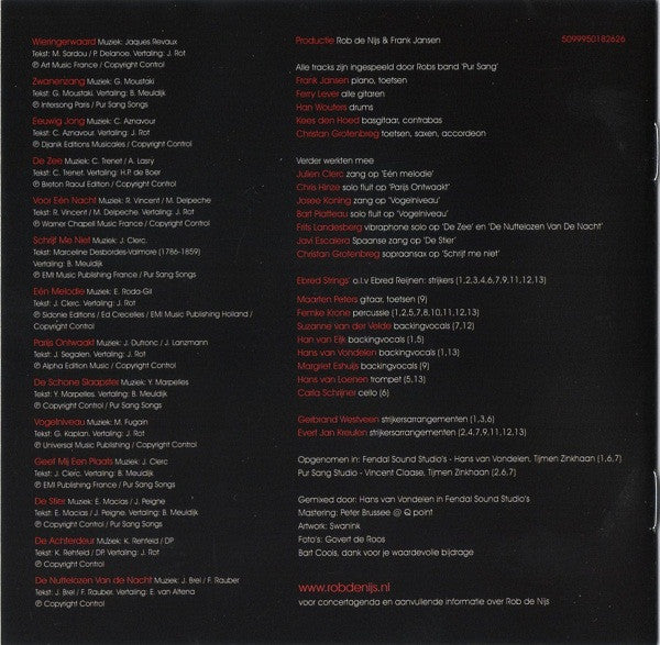 Rob de Nijs : Chansons (CD, Album)