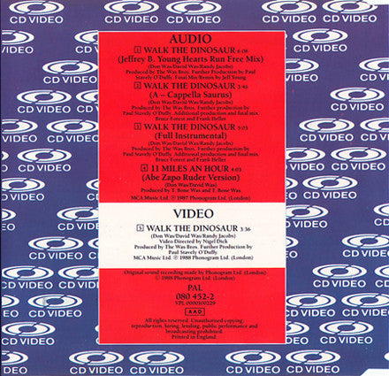 Was (Not Was) : Walk The Dinosaur (CDV, 5", Single, PAL)