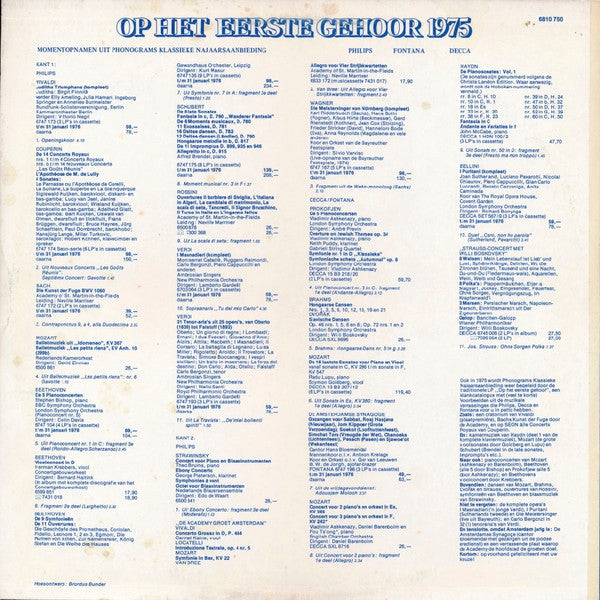 Various : Op Het Eerste Gehoor 1975 (LP, Comp, Promo)