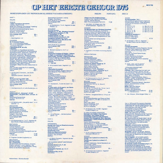 Various : Op Het Eerste Gehoor 1975 (LP, Comp, Promo)